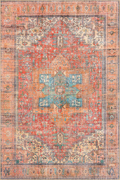 Washable Rust Red 6' 1 x 9' Timeless Rectangle Area Rug Easy to Clean Stain Resistant & Durable Traditional Classic Vintage Design Carpet for Sale at Rug Engine
