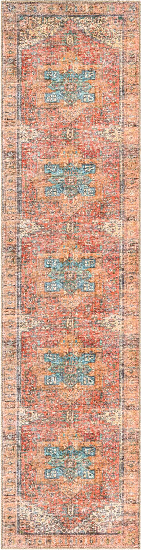 Washable Rust Red 2' x 8' Timeless Runner Area Rug Easy to Clean Stain Resistant & Durable Traditional Classic Vintage Design Carpet for Sale at Rug Engine