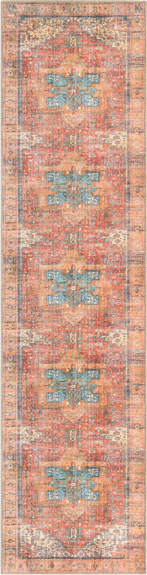 Washable Rust Red 2' x 8' Timeless Runner Area Rug Easy to Clean Stain Resistant & Durable Traditional Classic Vintage Design Carpet for Sale at Rug Engine