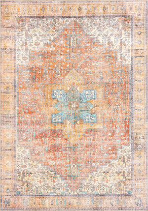 Washable Rust Red 9' x 12' Timeless Rectangle Area Rug Easy to Clean Stain Resistant & Durable Traditional Classic Vintage Design Carpet for Sale at Rug Engine