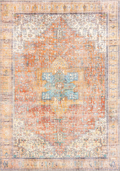 Washable Rust Red 9' x 12' Timeless Rectangle Area Rug Easy to Clean Stain Resistant & Durable Traditional Classic Vintage Design Carpet for Sale at Rug Engine