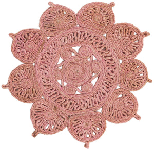 Pink 2' x 2' Braided Jute Round Rug