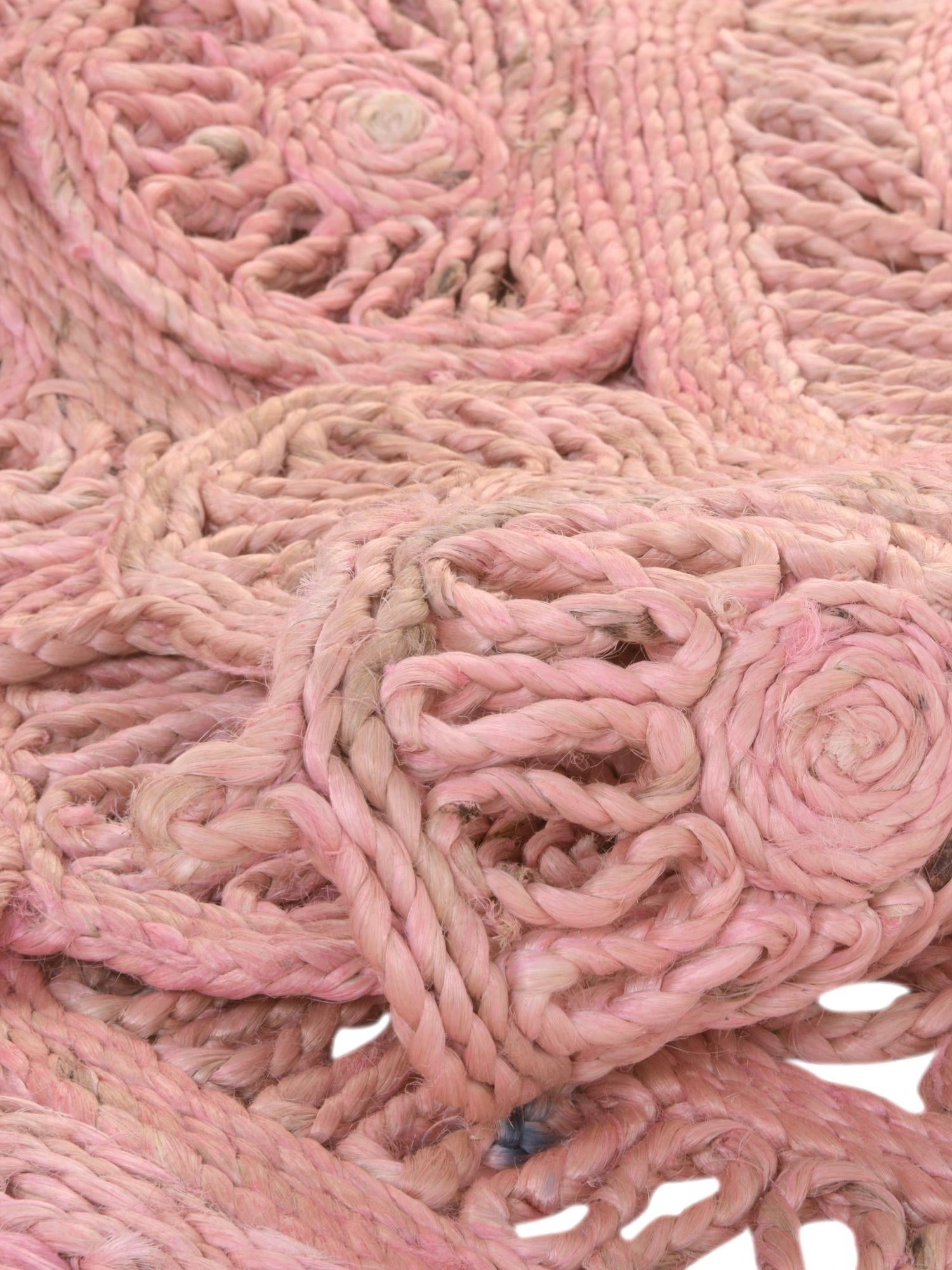Pink 6' 1 x 6' 1 Braided Jute Round Area Rug 100% Jute Hand Braided Natural Eco-Friendly Boho Style Carpet for Living Rooms Dining Office Space Dorms for Sale at Rug Engine