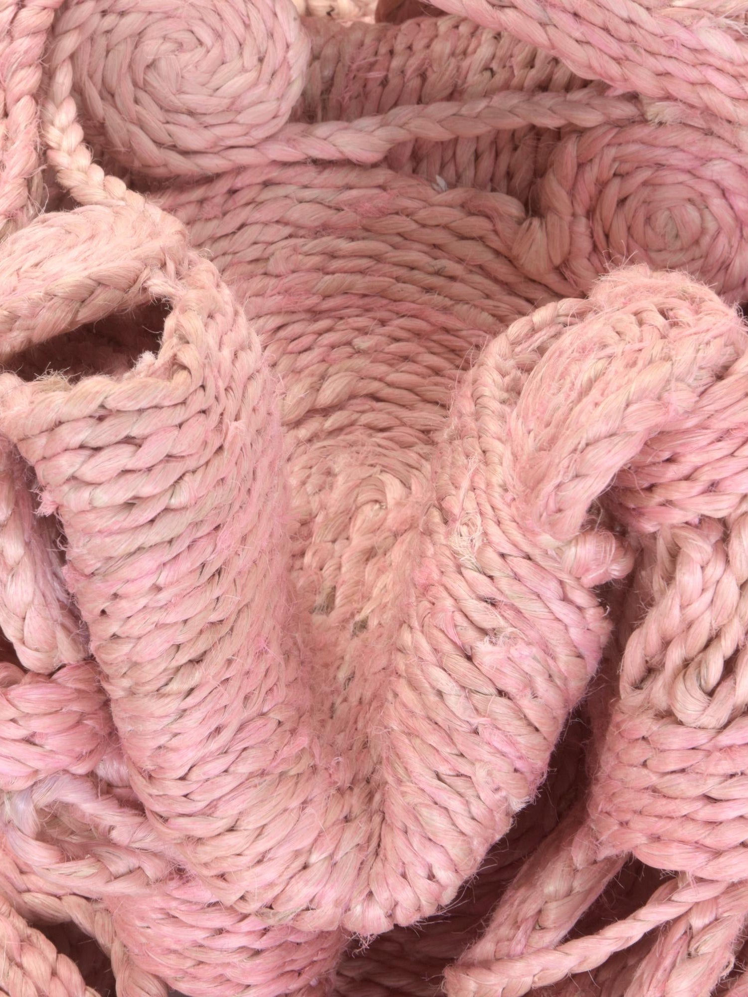 Pink 5' 1 x 5' 1 Braided Jute Round Area Rug 100% Jute Hand Braided Natural Eco-Friendly Boho Style Carpet for Living Rooms Dining Office Space Dorms for Sale at Rug Engine