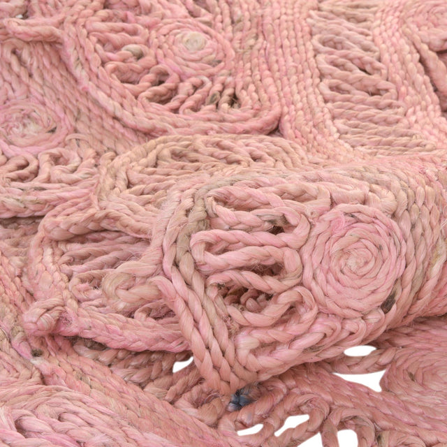 Pink 8' x 10' Braided Jute Oval Rug