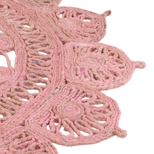 Pink 8' x 10' Braided Jute Oval Rug