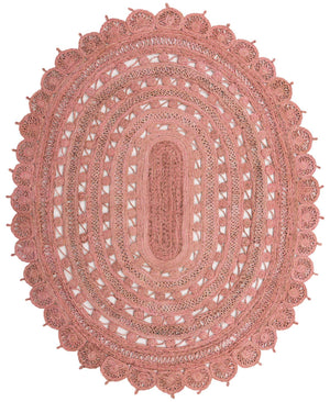 Pink 8' x 10' Braided Jute Oval Rug