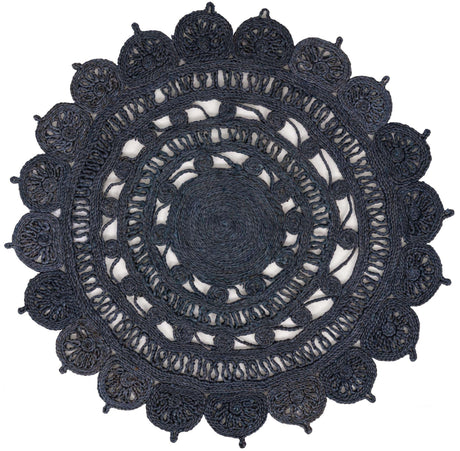 Navy Blue 4' 1 x 4' 1 Braided Jute Round Rug