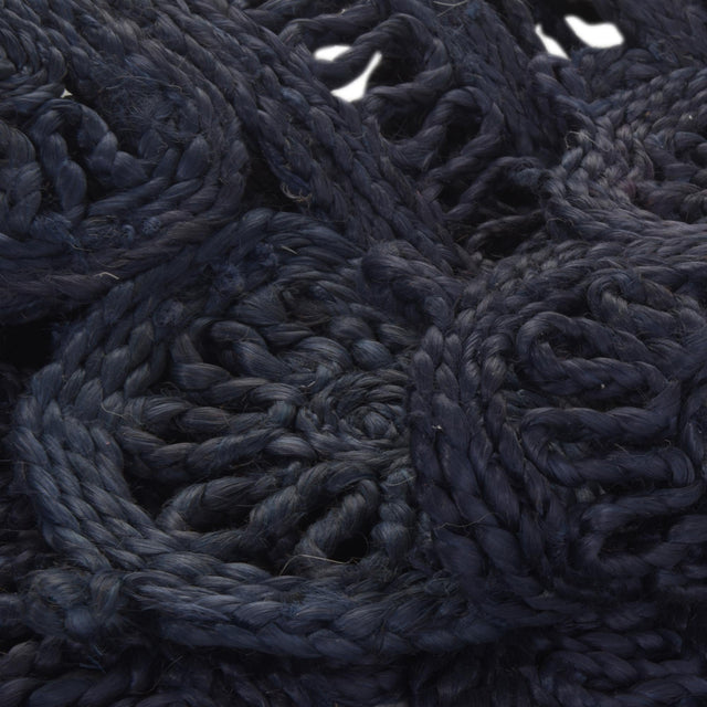 Navy Blue 6' 1 x 6' 1 Braided Jute Round Rug
