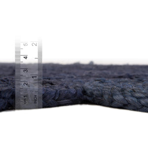 Navy Blue 4' 1 x 6' 1 Braided Jute Oval Rug