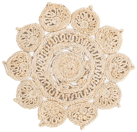 Ivory 2' x 2' Braided Jute Round Rug