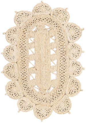 Ivory 2' x 3' 1 Braided Jute Oval Rug
