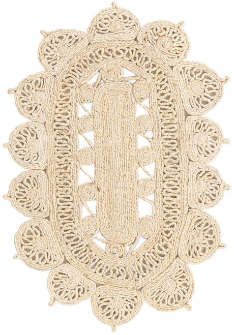 Ivory 2' x 3' 1 Braided Jute Oval Rug