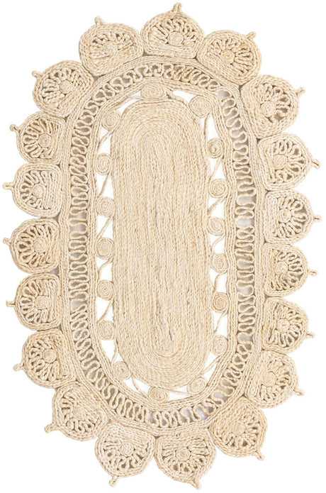 Ivory 3' 1 x 5' 1 Braided Jute Oval Rug