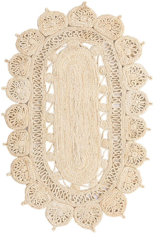 Ivory 3' 1 x 5' 1 Braided Jute Oval Rug