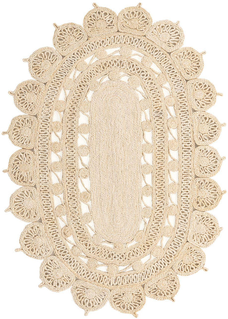 Ivory 4' 1 x 6' 1 Braided Jute Oval Rug