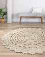 Ivory 3' 1 x 3' 1 Braided Jute Round Rug