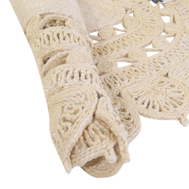 Ivory 8' x 8' Braided Jute Round Rug