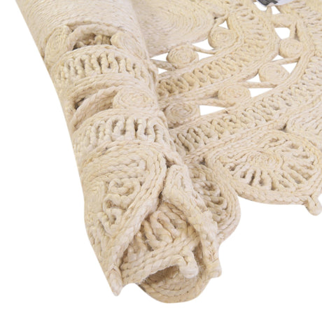Ivory 6' 1 x 6' 1 Braided Jute Round Area Rug 100% Jute Hand Braided Natural Eco-Friendly Boho Style Carpet for Living Rooms Dining Office Space Dorms for Sale at Rug Engine