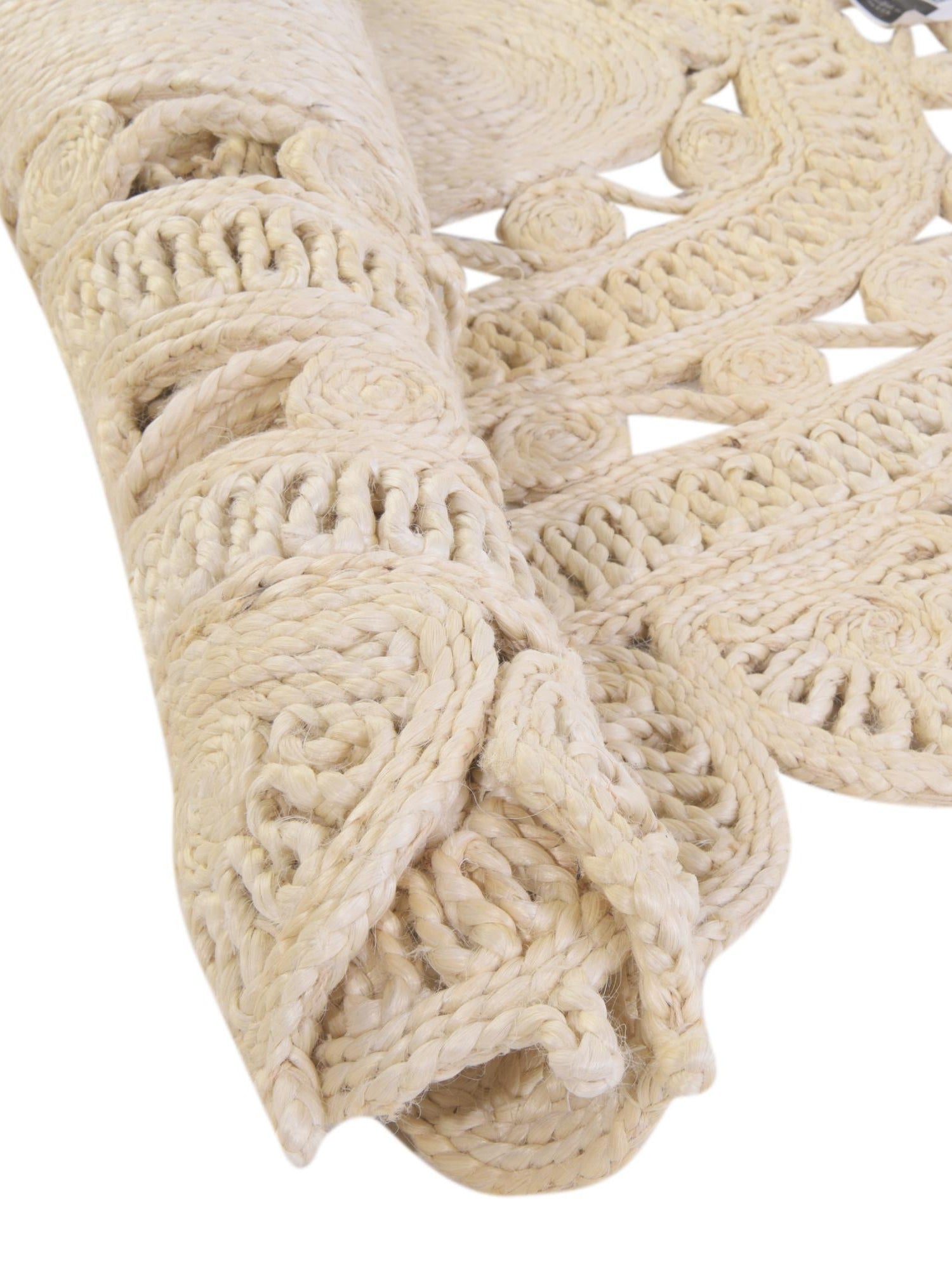 Ivory 4' 1 x 4' 1 Braided Jute Round Area Rug 100% Jute Hand Braided Natural Eco-Friendly Boho Style Carpet for Living Rooms Dining Office Space Dorms for Sale at Rug Engine