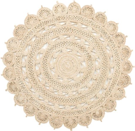 Ivory 5' 1 x 5' 1 Braided Jute Round Rug