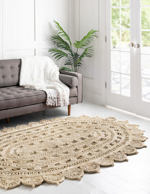 Ivory 2' x 3' 1 Braided Jute Oval Rug