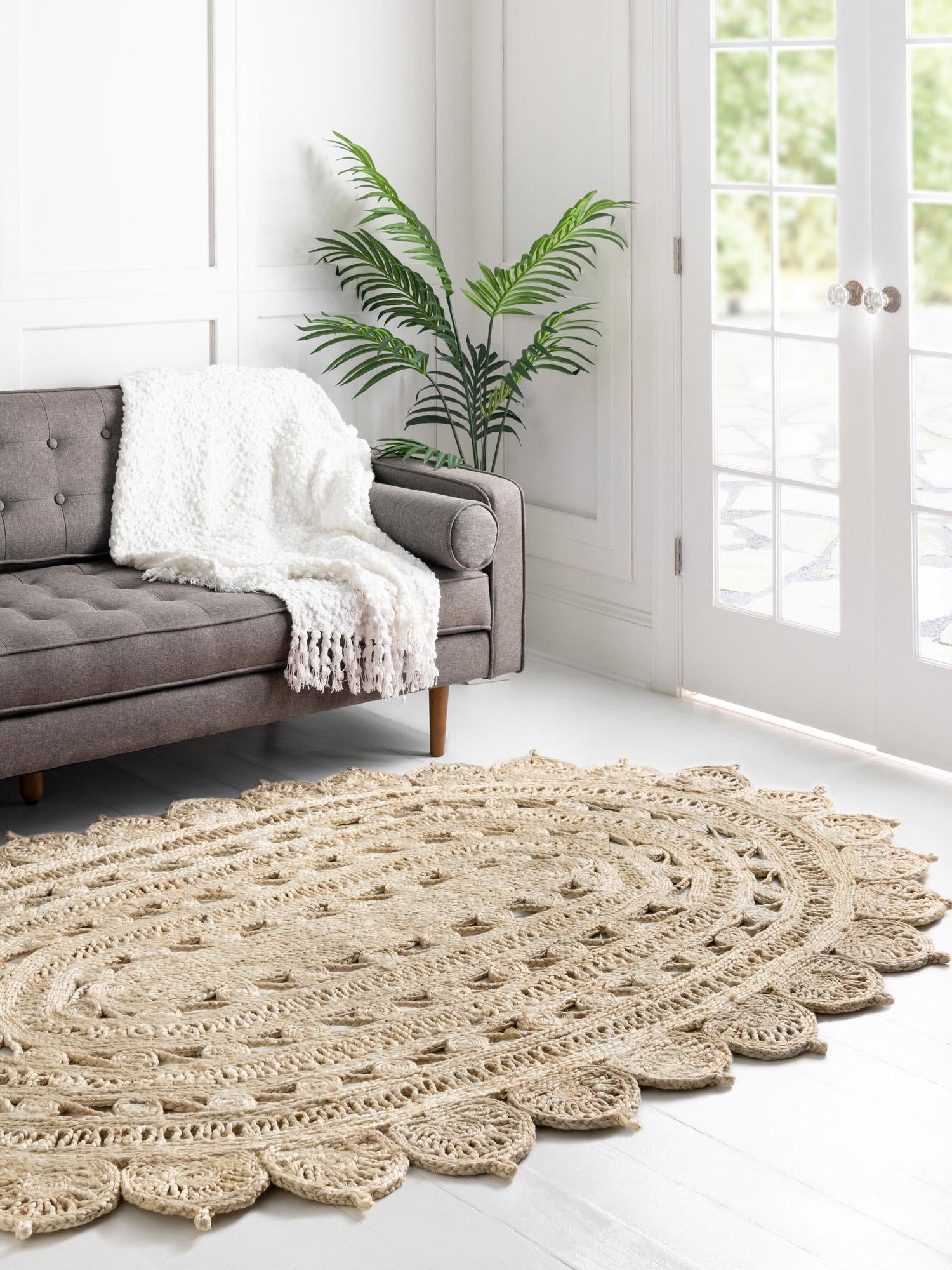 Ivory 4' 1 x 6' 1 Braided Jute Oval Area Rug 100% Jute Hand Braided Natural Eco-Friendly Boho Style Carpet for Living Rooms Dining Office Space Dorms for Sale at Rug Engine