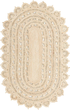 Ivory 5' 1 x 8' Braided Jute Oval Rug