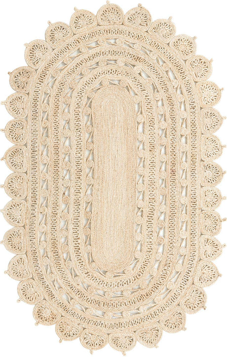 Ivory 5' 1 x 8' Braided Jute Oval Rug