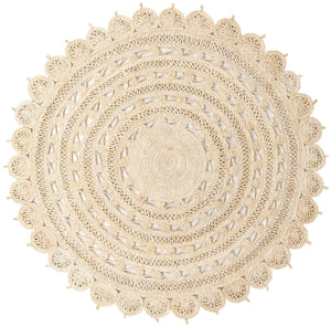 Ivory 8' x 8' Braided Jute Round Rug