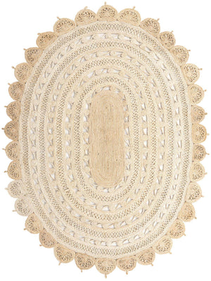 Ivory 8' x 10' Braided Jute Oval Rug