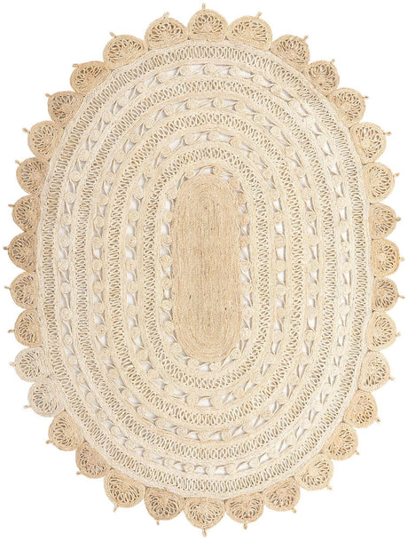 Ivory 8' x 10' Braided Jute Oval Rug
