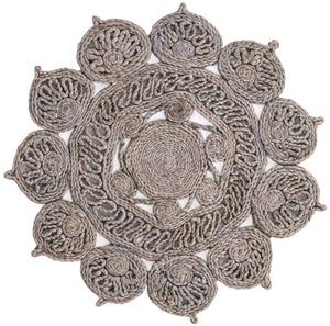 Gray 2' x 2' Braided Jute Round Rug