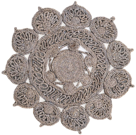 Gray 2' x 2' Braided Jute Round Rug