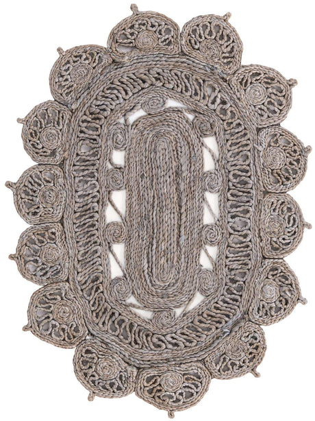 Gray 2' x 3' 1 Braided Jute Oval Rug