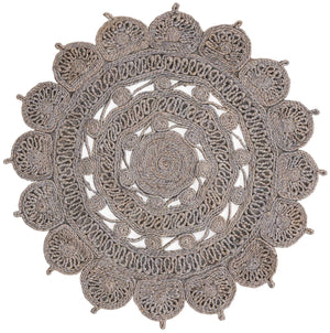 Gray 3' 1 x 3' 1 Braided Jute Round Rug