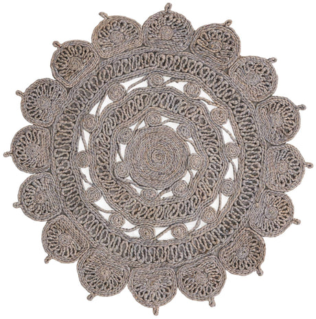 Gray 3' 1 x 3' 1 Braided Jute Round Rug