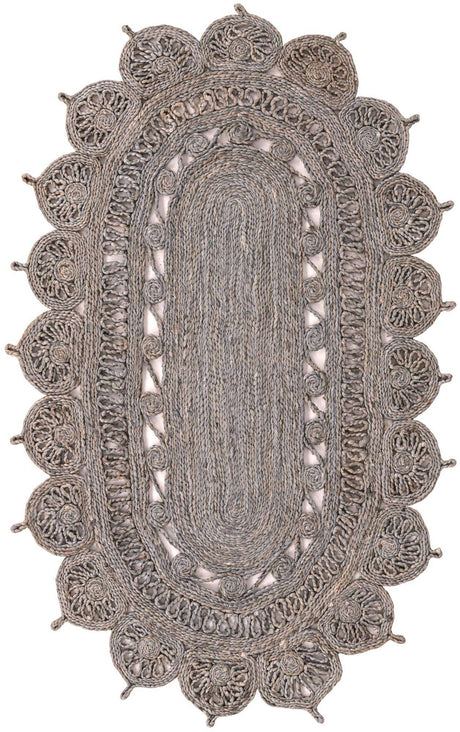 Gray 3' 1 x 5' 1 Braided Jute Oval Rug