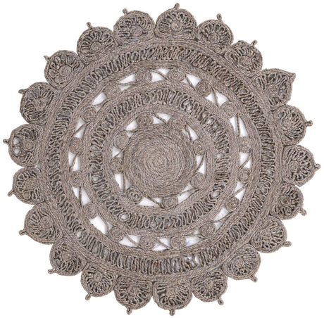 Gray 4' 1 x 4' 1 Braided Jute Round Rug