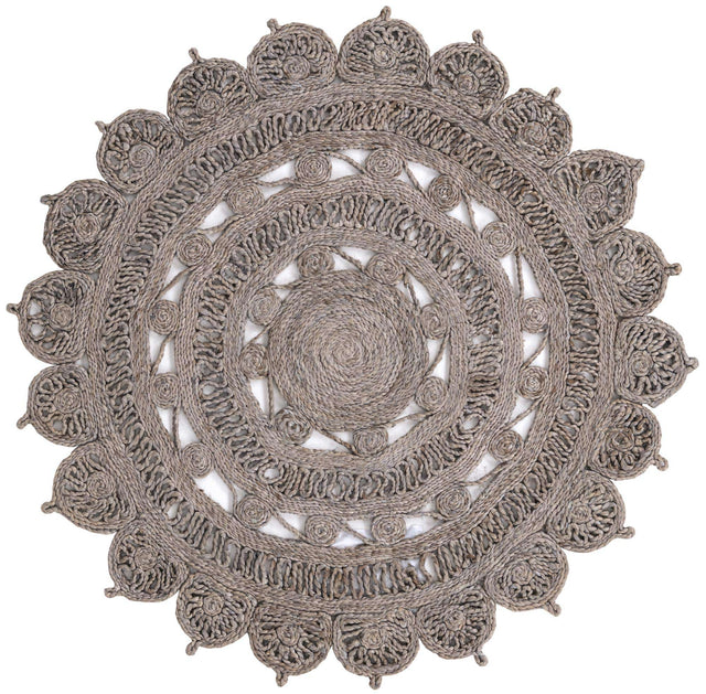 Gray 4' 1 x 4' 1 Braided Jute Round Rug