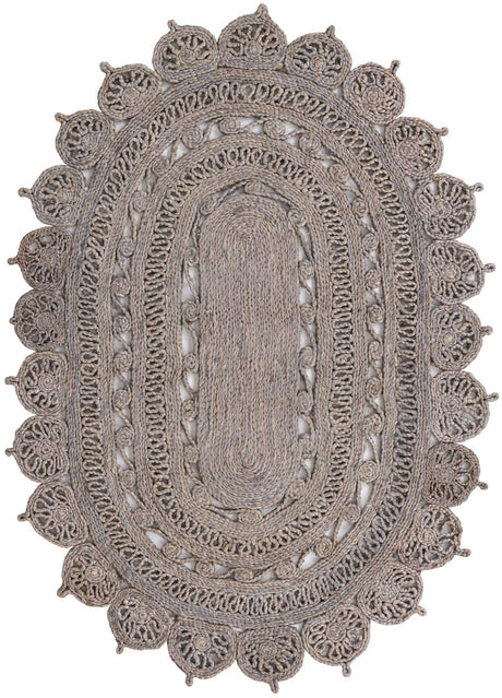 Gray 4' 1 x 6' 1 Braided Jute Oval Rug