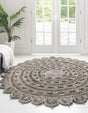 Gray 6' 1 x 6' 1 Braided Jute Round Rug