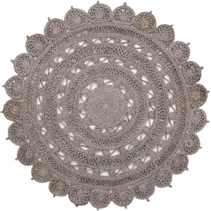 Gray 5' 1 x 5' 1 Braided Jute Round Rug