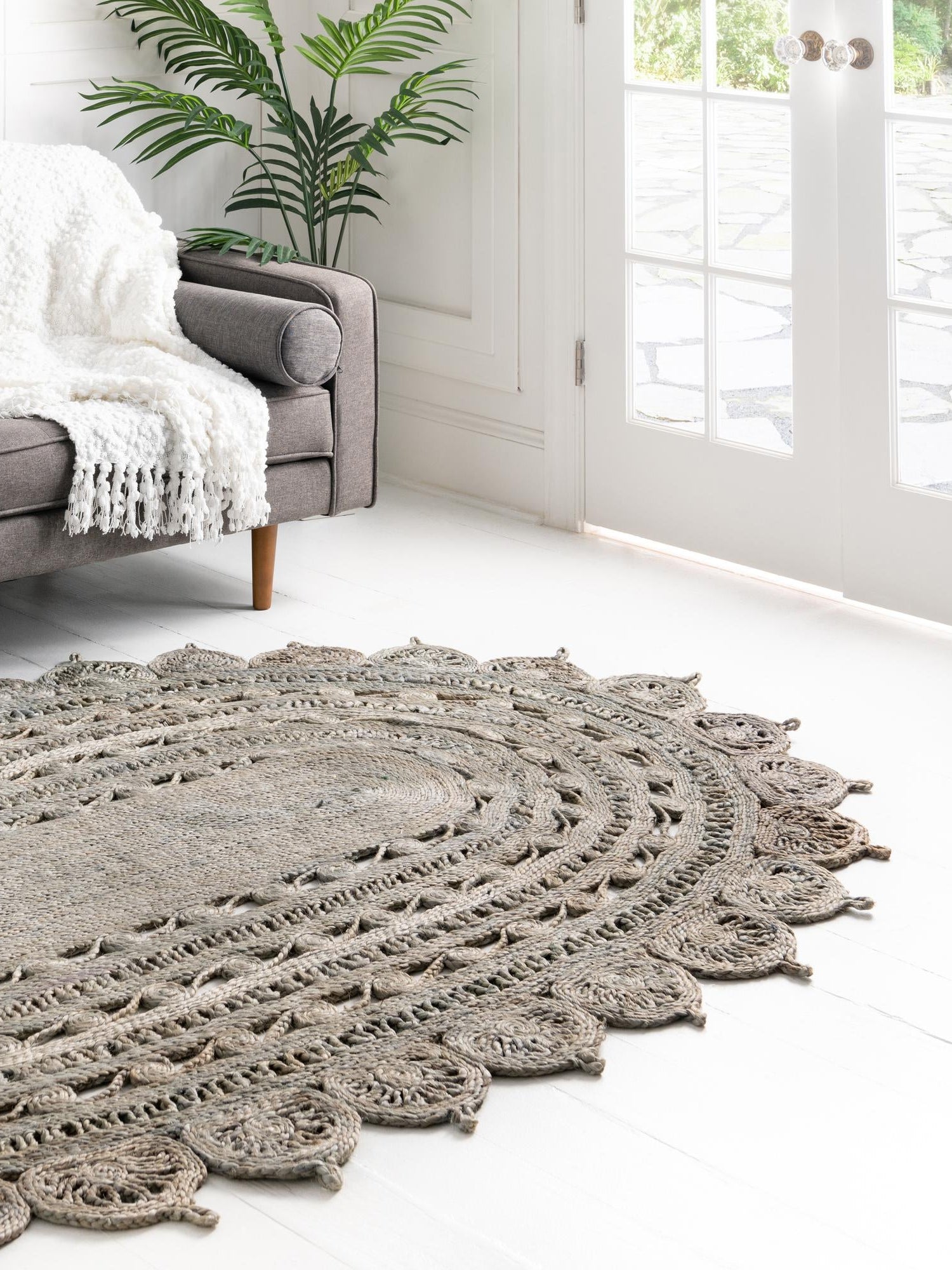 Gray 2' x 3' 1 Braided Jute Oval Area Rug 100% Jute Hand Braided Natural Eco-Friendly Boho Style Carpet for Living Rooms Dining Office Space Dorms for Sale at Rug Engine