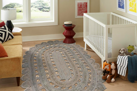Gray 2' x 3' 1 Braided Jute Oval Area Rug 100% Jute Hand Braided Natural Eco-Friendly Boho Style Carpet for Living Rooms Dining Office Space Dorms for Sale at Rug Engine