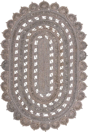 Gray 5' 1 x 8' Braided Jute Oval Rug