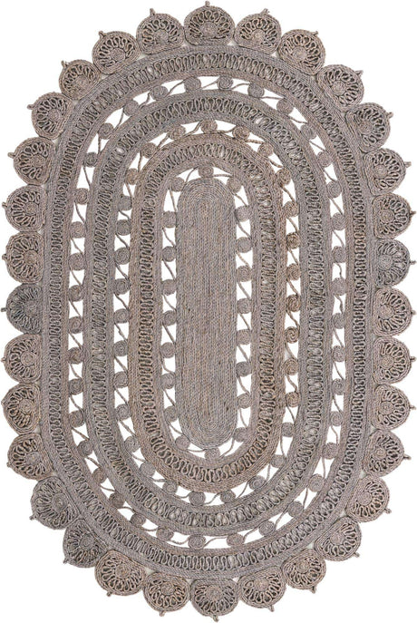 Gray 5' 1 x 8' Braided Jute Oval Rug