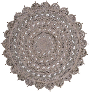 Gray 6' 1 x 6' 1 Braided Jute Round Rug