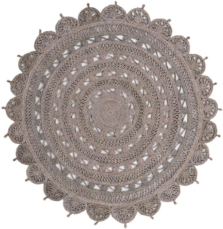 Gray 6' 1 x 6' 1 Braided Jute Round Rug