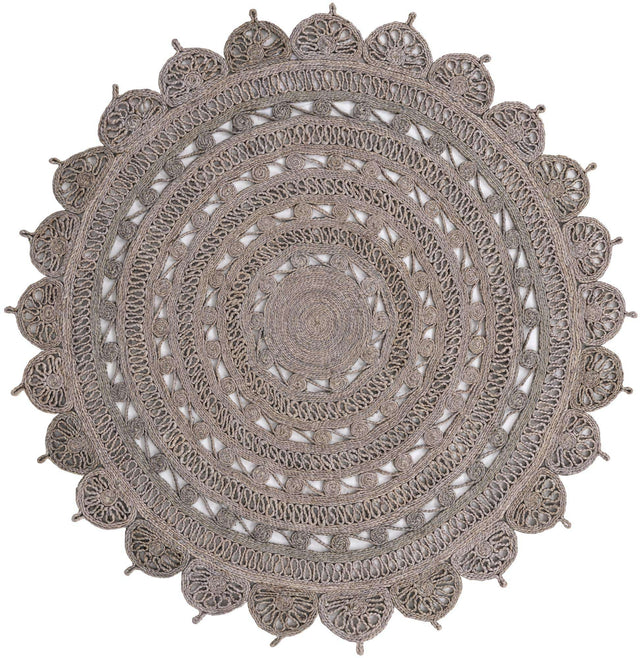 Gray 6' 1 x 6' 1 Braided Jute Round Rug